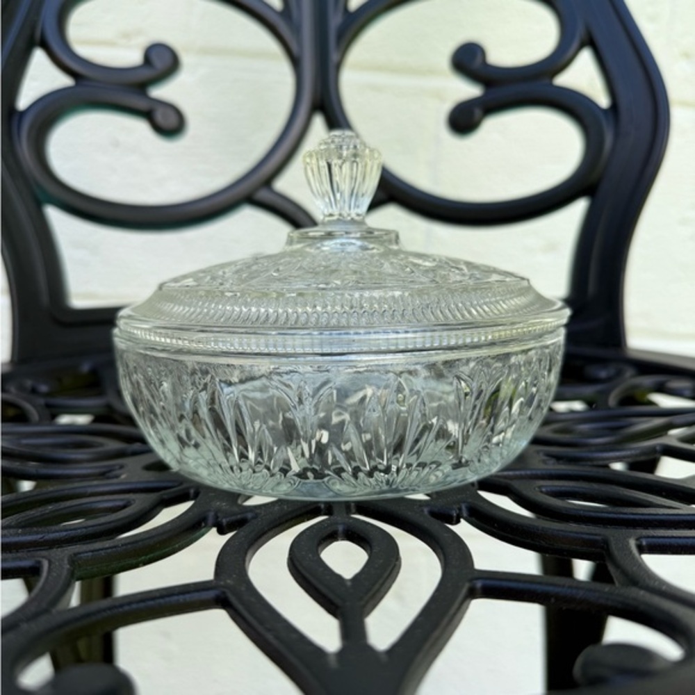 Vintage Avon Clear Glass Candy Dish with Lid